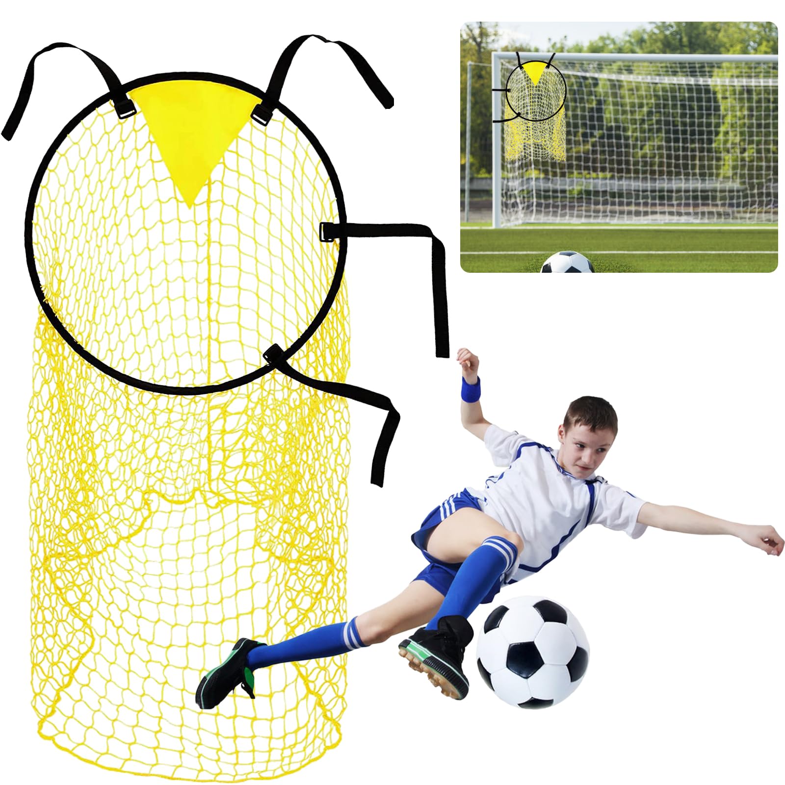 Top Bins Football Targets, Soccer Goal Target Net, Football Field Nets Training Practice Equipment, Foldable Portable Goal Target with Adjustable Buckle for Kids Adult Shooting Training