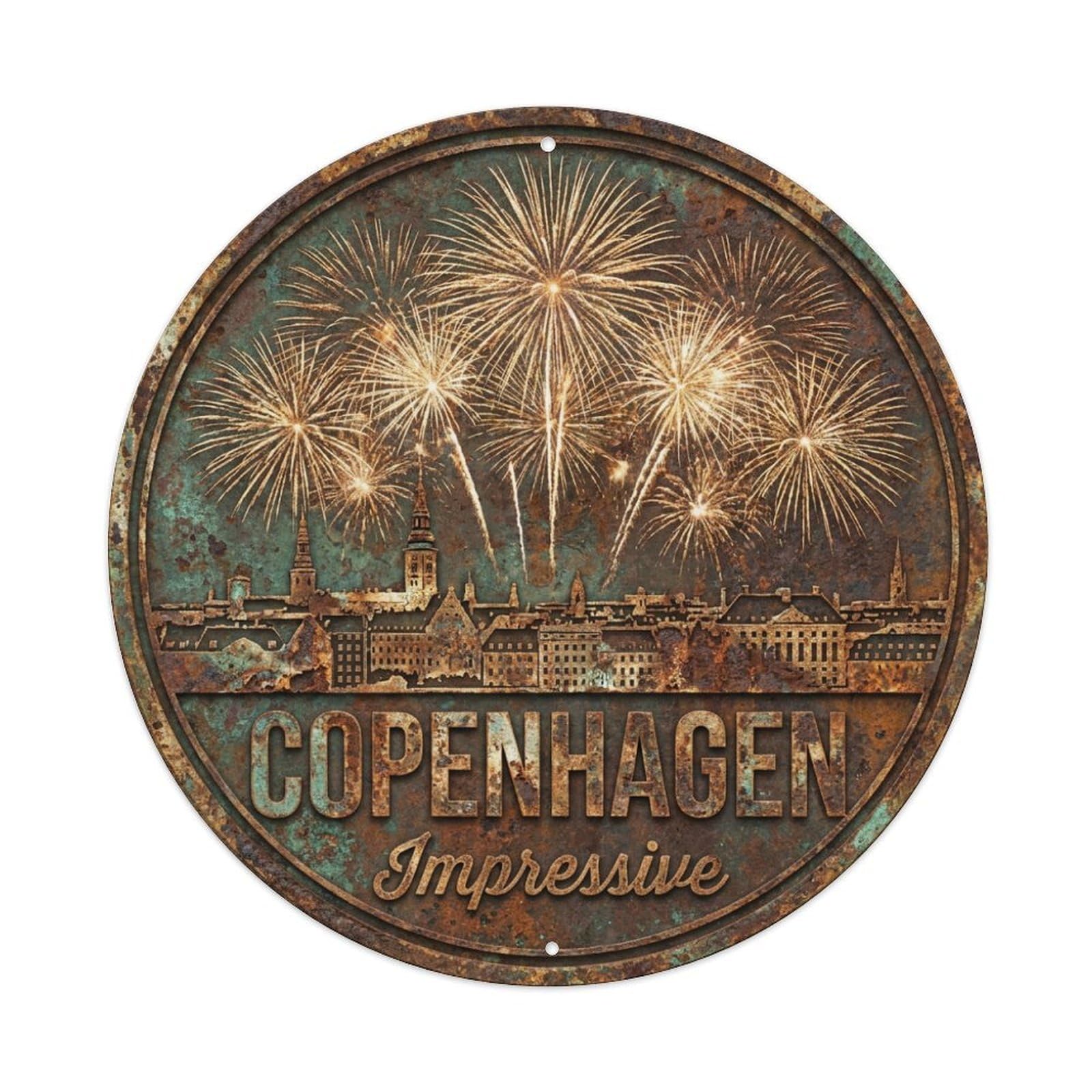 Fqnyr Style Metal Tin Sign Vintage Travel Copenhagen Denmark Spectacular