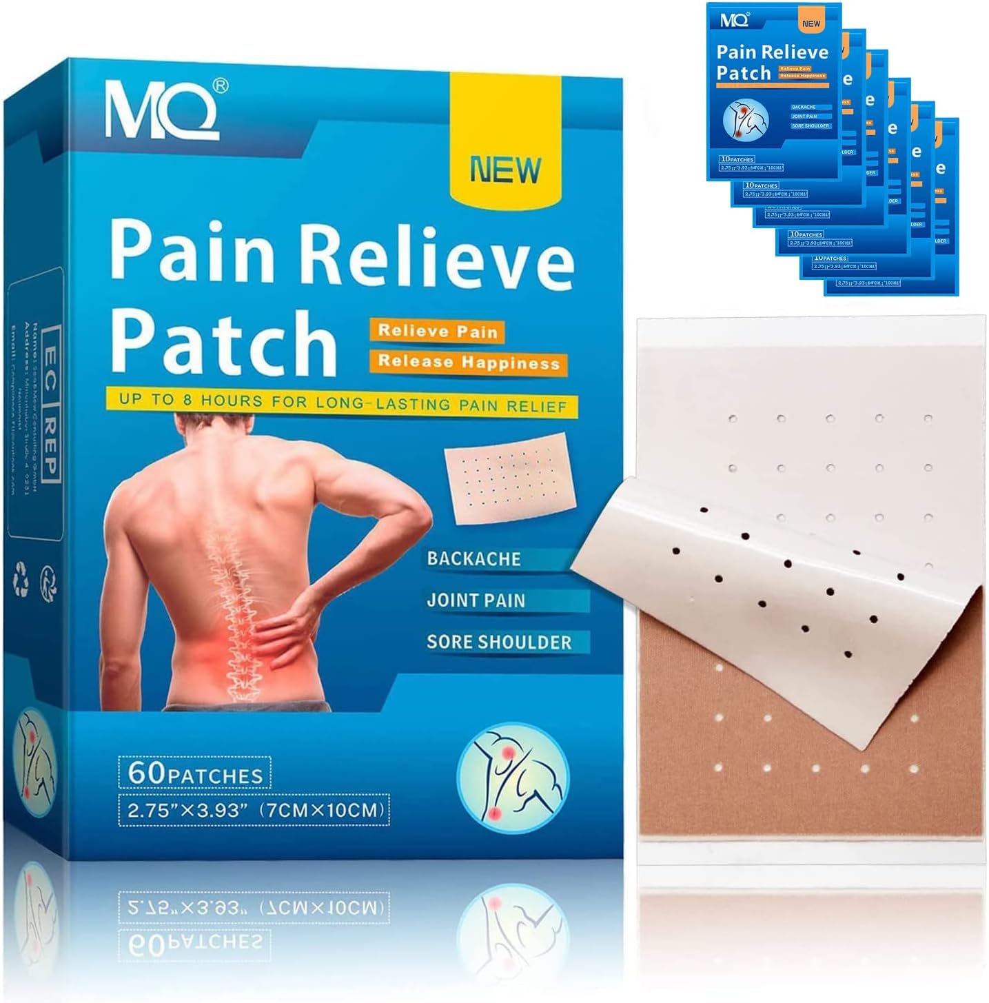 Pain Relief Patches 60PCS, Herbal Arthritis Pain Patches, Heat Patches for Back Knee Neck Shoulder Pain, Warming Herbal Plaster for Joint Ache