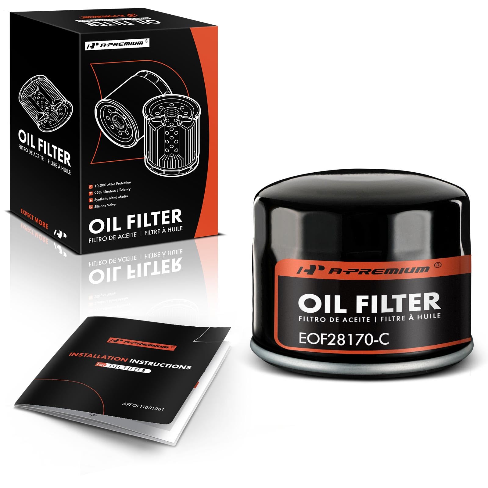 A-Premium10K Miles Protection Spin On Oil Filter Compatible with BMW Series I01 i3 2014-2021, i3s 2018-2021, Replace# 11427673541, 1651087J00