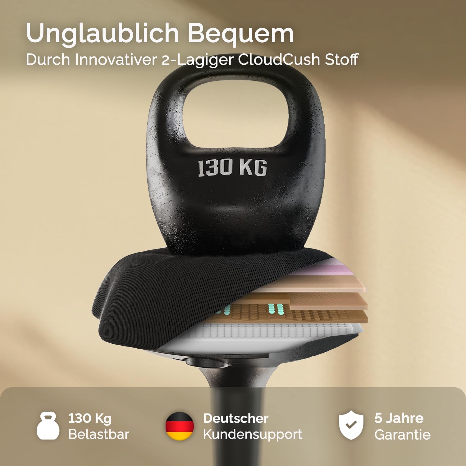 Wobble Ergonomischer Sitz- & Stehhocker [ORIGINAL] – Höhenverstellbarer Bürohocker & Stehhilfe mit Wipp- & Wackelfunktion, Arbeitshocker zur Vorbeugung von Rücken- und Nackenschmerzen