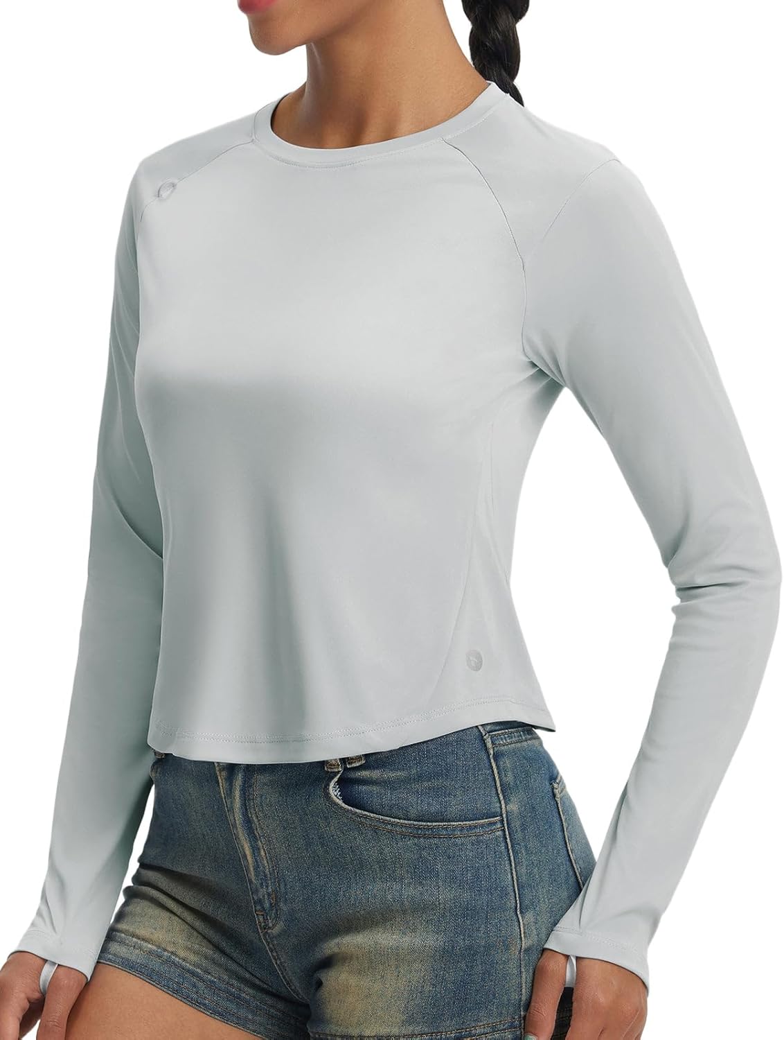 baleaf Women's UPF 50+ Long Sleeve Sun Shirts Crop Rash Guard UV Workout Tops SPF Slim Fit Lightweight Athletic Hiking