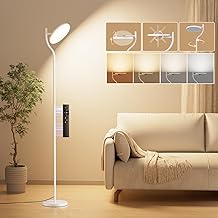 36 W LED Floor Lamp Living Room with Remote Control and Touch, 3800 LM Super Bright Floor Lamp Dimmable with 3 Colours and 5 Scene Modes, 350° Rotating Uplighter with Timer, Floor Lamp for Bedroom