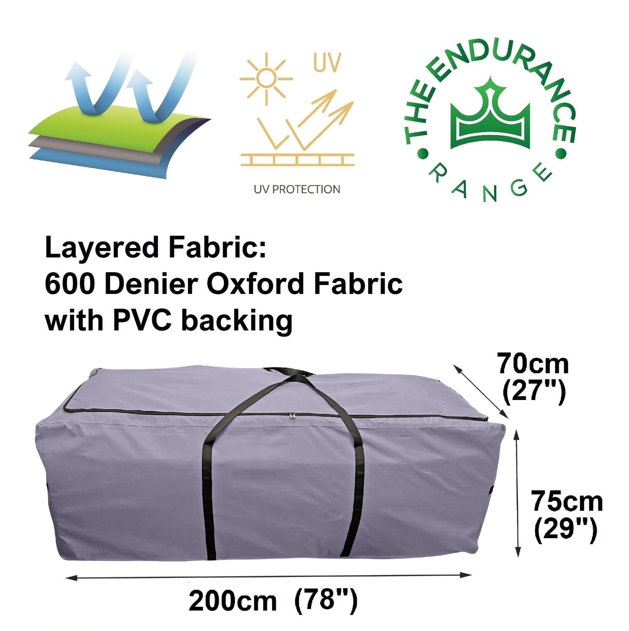 Kingsbridge Garden Furniture Cushion Storage Bag, 600D Fabric, Double Stitching, Heavy Duty - Image 4