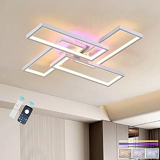 LED Deckenleuchte Dimmbar mit Fernbedienung,Deckenlampe weiß mit Memory,Wohnzimmer Lampe Decke Rechteckige,Deckenlampe Wohnzimmer 50W,wohnzimmerlampe Energiesparend 3000-6000K