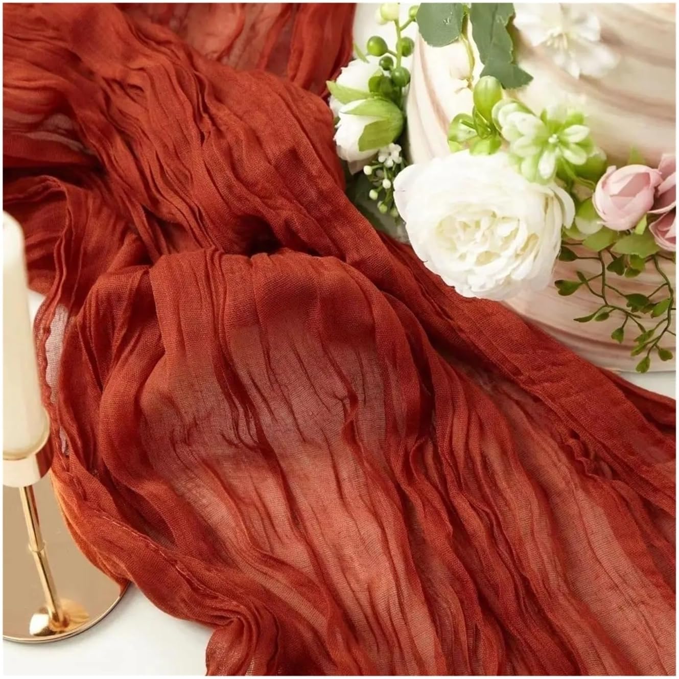 Table Runner for Home Decor Wedding Violet Gauze Table Runner Semi-Sheer Cheesecloth Setting Dining Vintage Party Banquets Arches Cake Decor(Color 8,90x180cm)