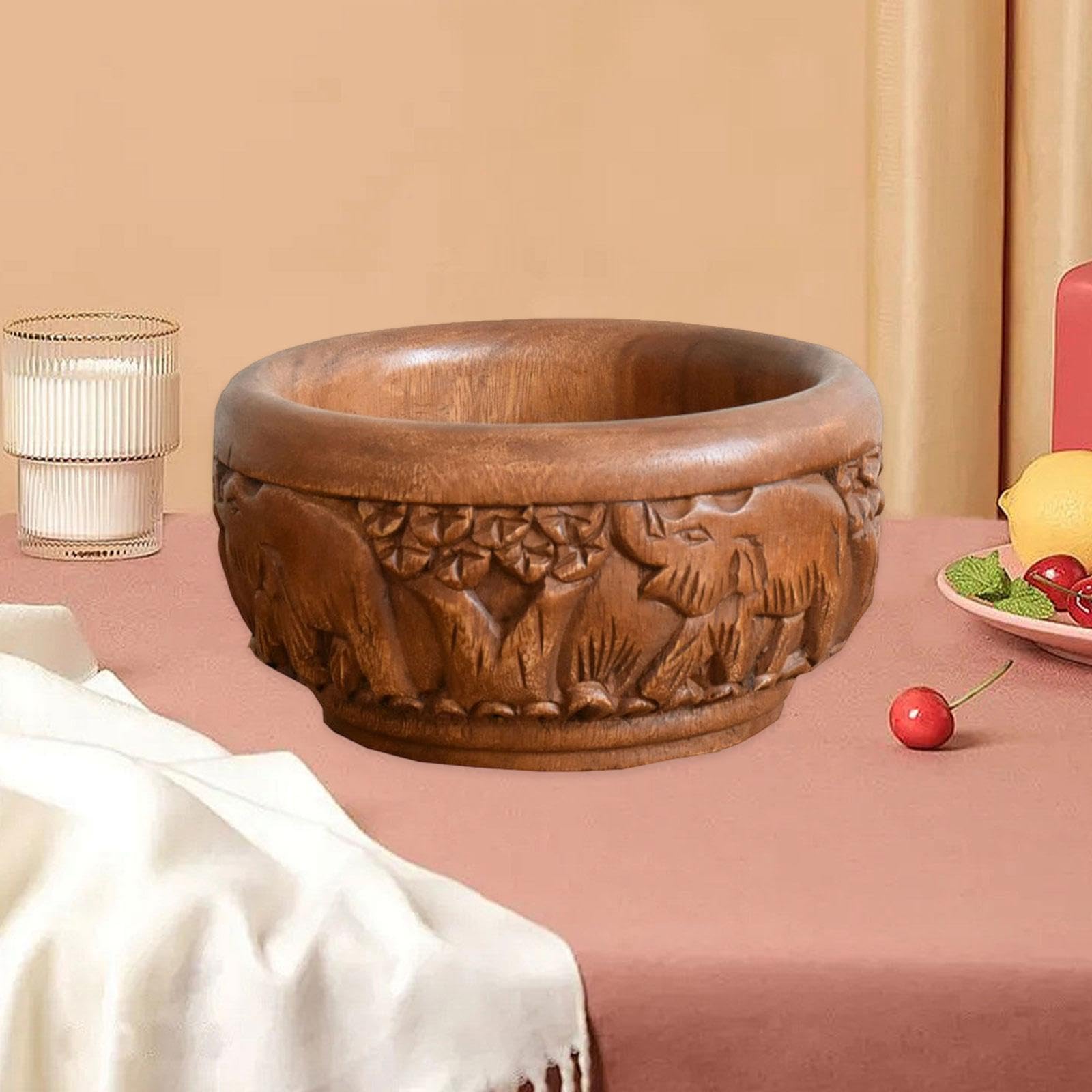 KESOTO Tavolo da Tavolo da Ciotola in Legno Decorazione per La Casa per Mescolare Cereali di Palomi di Mais