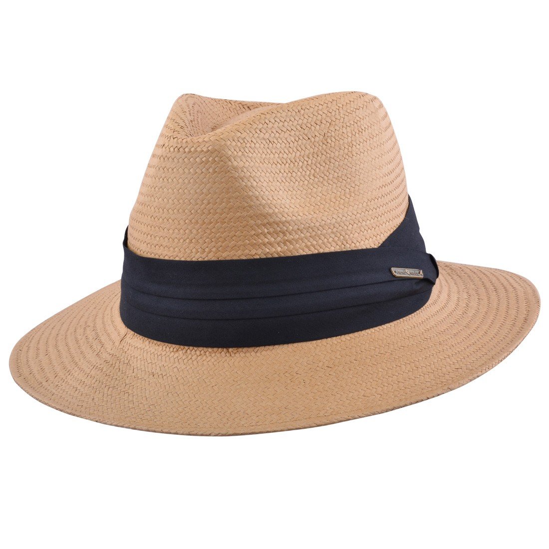 Maz Unisex Brown Paper Straw Crushable Foldable Summer Panama Fedora Hat With Band And Adjustable Sweatband (Medium(57Cm), )