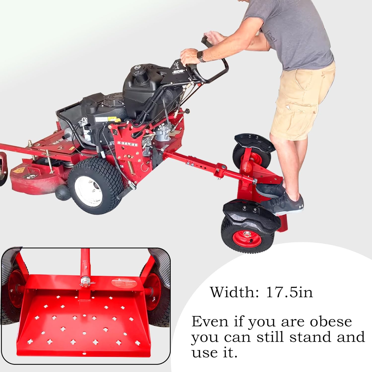 Two Wheels Lawn Mower Sulky for Lawn and Landscape Professionals Vacuum Wheel with Mudguard Added（RED）