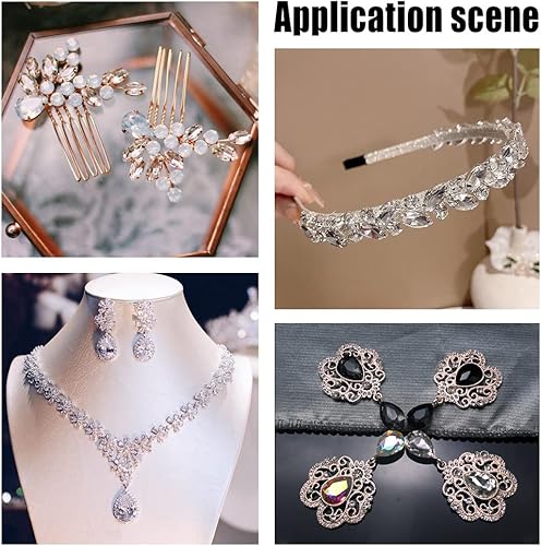 Miniatura 6 de FINGERINSPIRE 94 piezas de diamantes de imitación puntiagudos en la parte trasera de 6 tamaños, gemas de diamantes de imitación de cristal