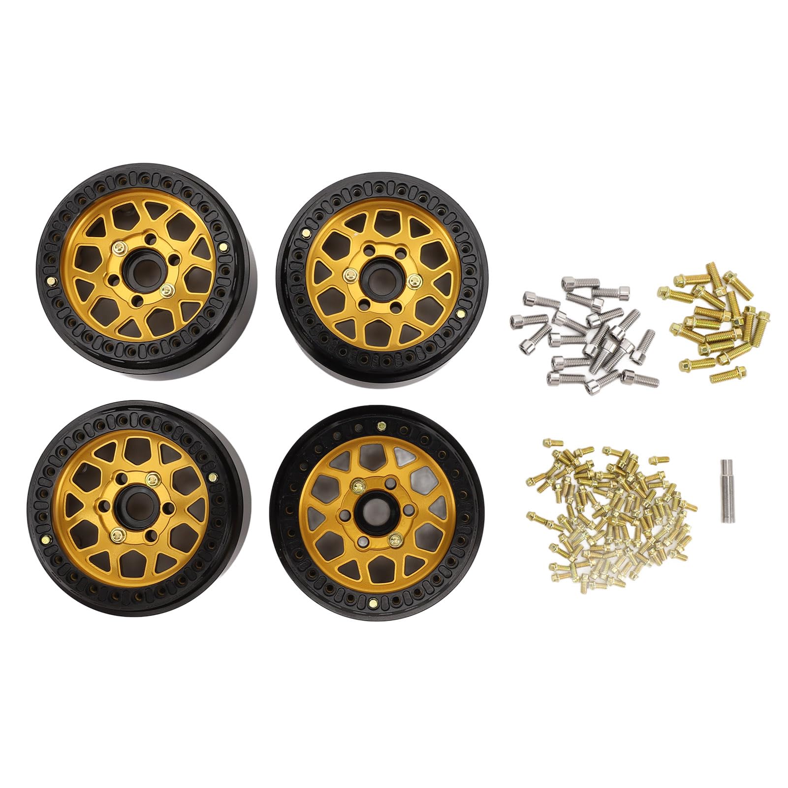 Sorandy 4 szt. 1,9-calowe Piasty kół RC, Felgi ze Stopu Aluminium Beadlock, Pięciokątne Trójkątne Otwory Wentylacyjne Felgi do Samochodów RC w Skali 1/10
