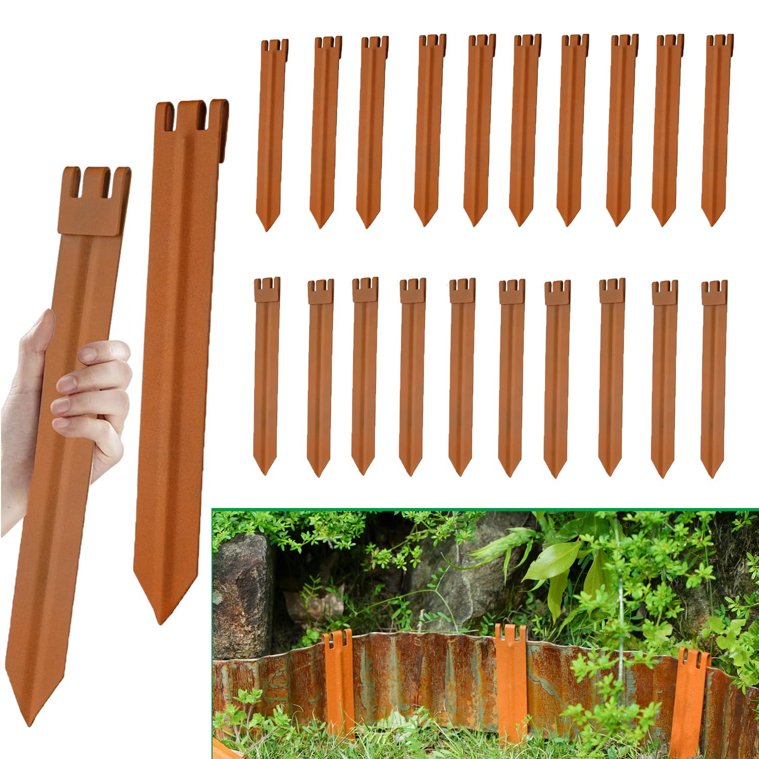 UltiTeque 20-Pack Brown Hollow-Carved Metal Stakes
