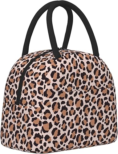 Bolsa de almuerzo aislada con puntos de leopardo para mujeres y hombres, lonchera grande reutilizable para adultos, a prueba de fugas, portátil,