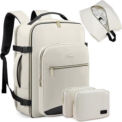 LOVEVOOK Mochila de viaje de mano, Beige-Negro, Mochilas de viaje