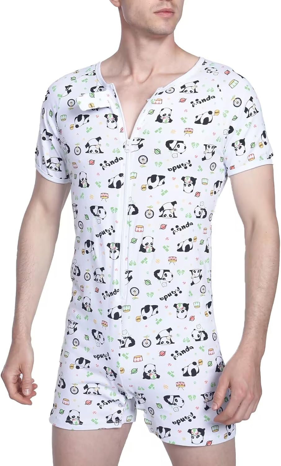 Landofgenie Men's Short Sleeve Romper Crotch Shirt Bodysuit One Piece Pajamas - Image 5