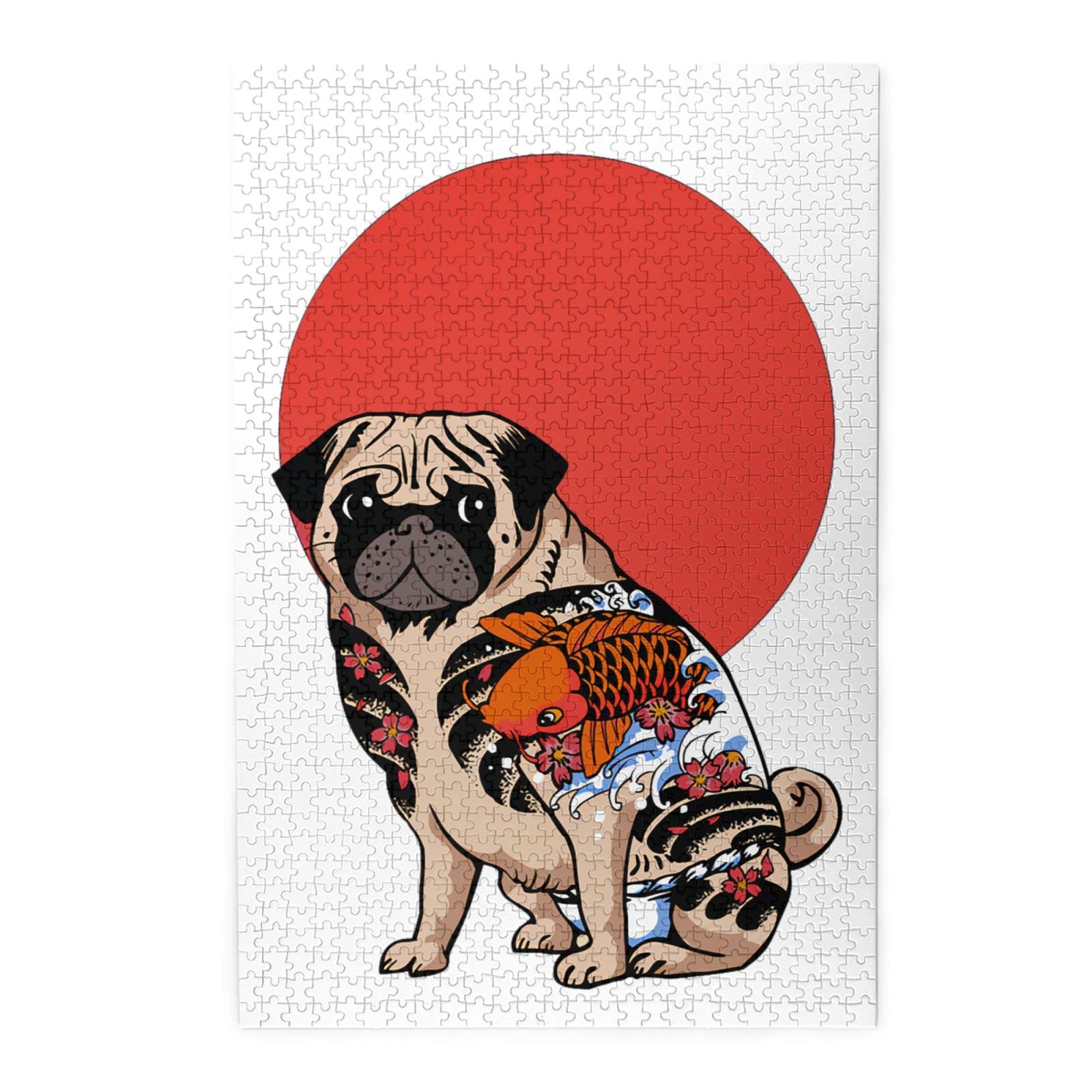 Amazon.co.jp: 1000ピース ジグソーパズル パグ 犬 浮世絵 和風 木製