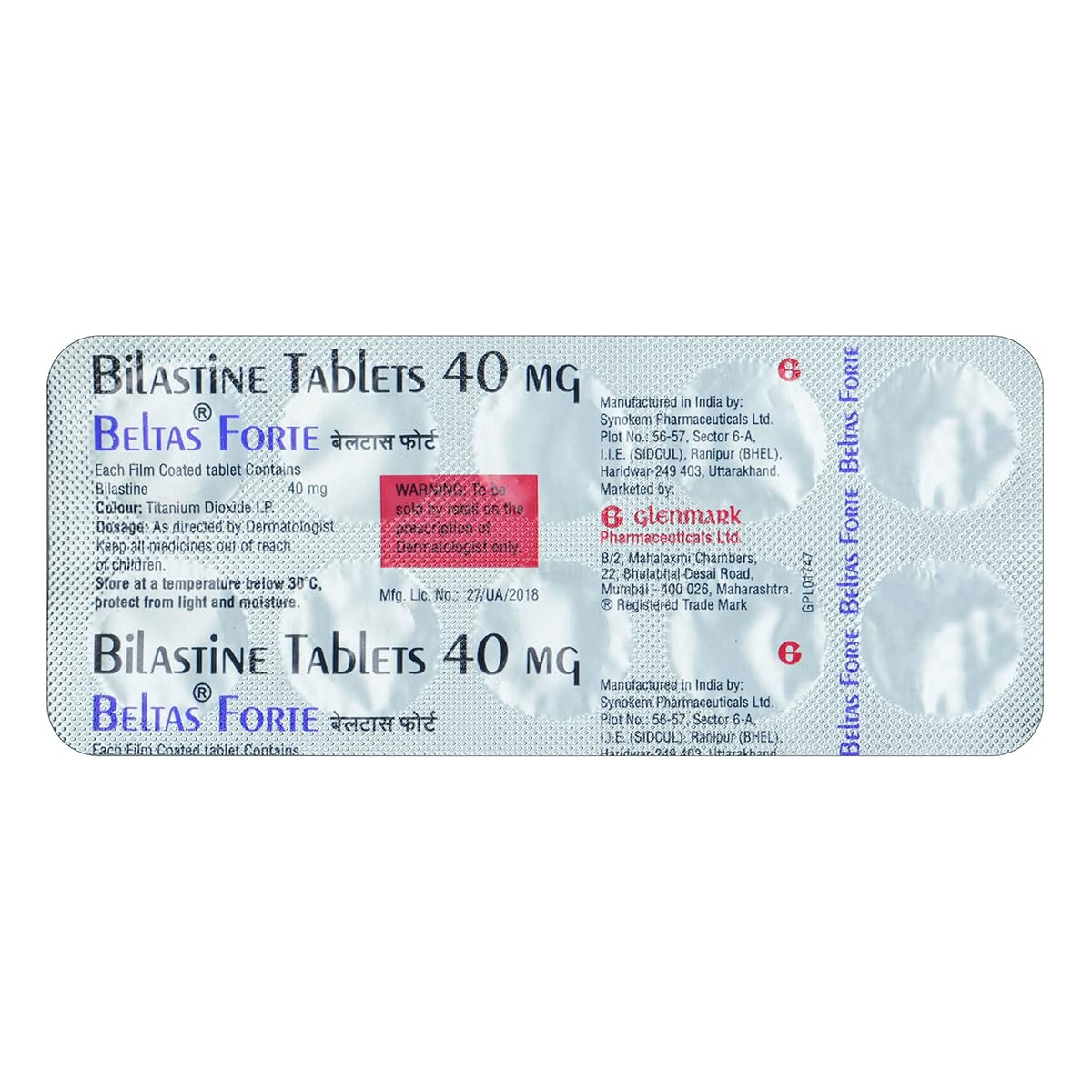 Beltas Forte 40 - Strip of 10 Tablets