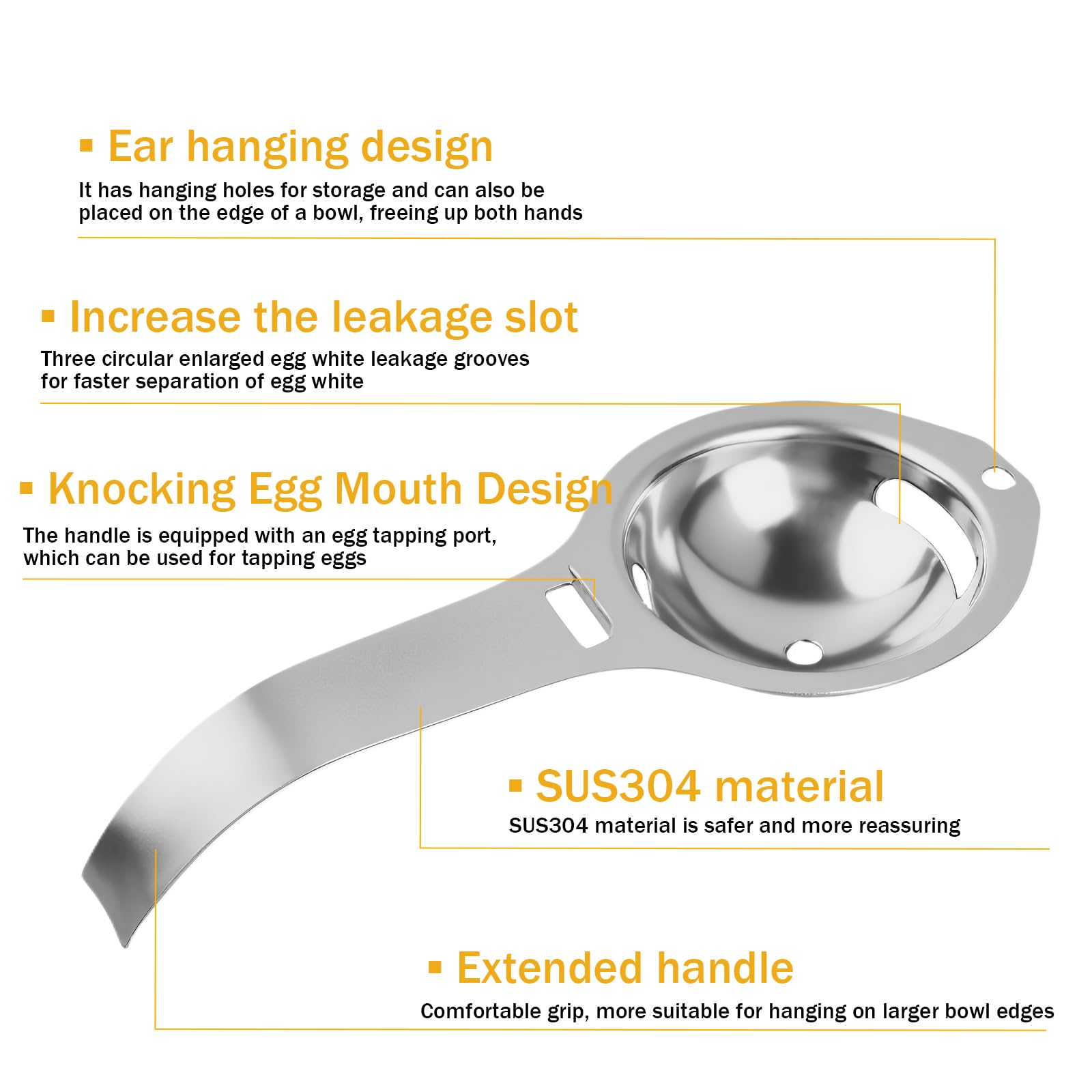 Separador de Yemas de Huevo Acero Inoxidable 304 - Egg Yolk Separator Stainless Steel, Alimenticio Divisor de Huevo Extractor de Clara Huevos Herramienta de Cocina Versátil y Duradera