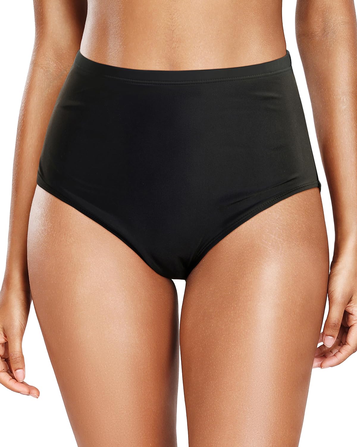 Zmart Women's High Waisted Bikini Bottom - Full Coverage Tummy Control Swimsuit Bathing Suit Swim Bottoms