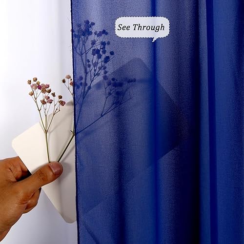 Miniatura 4 de Cortinas de telón de fondo de gasa azul real para fiestas, 2 paneles de 28 x 120 pulgadas, cortinas de telón de fondo de tul para decoración de