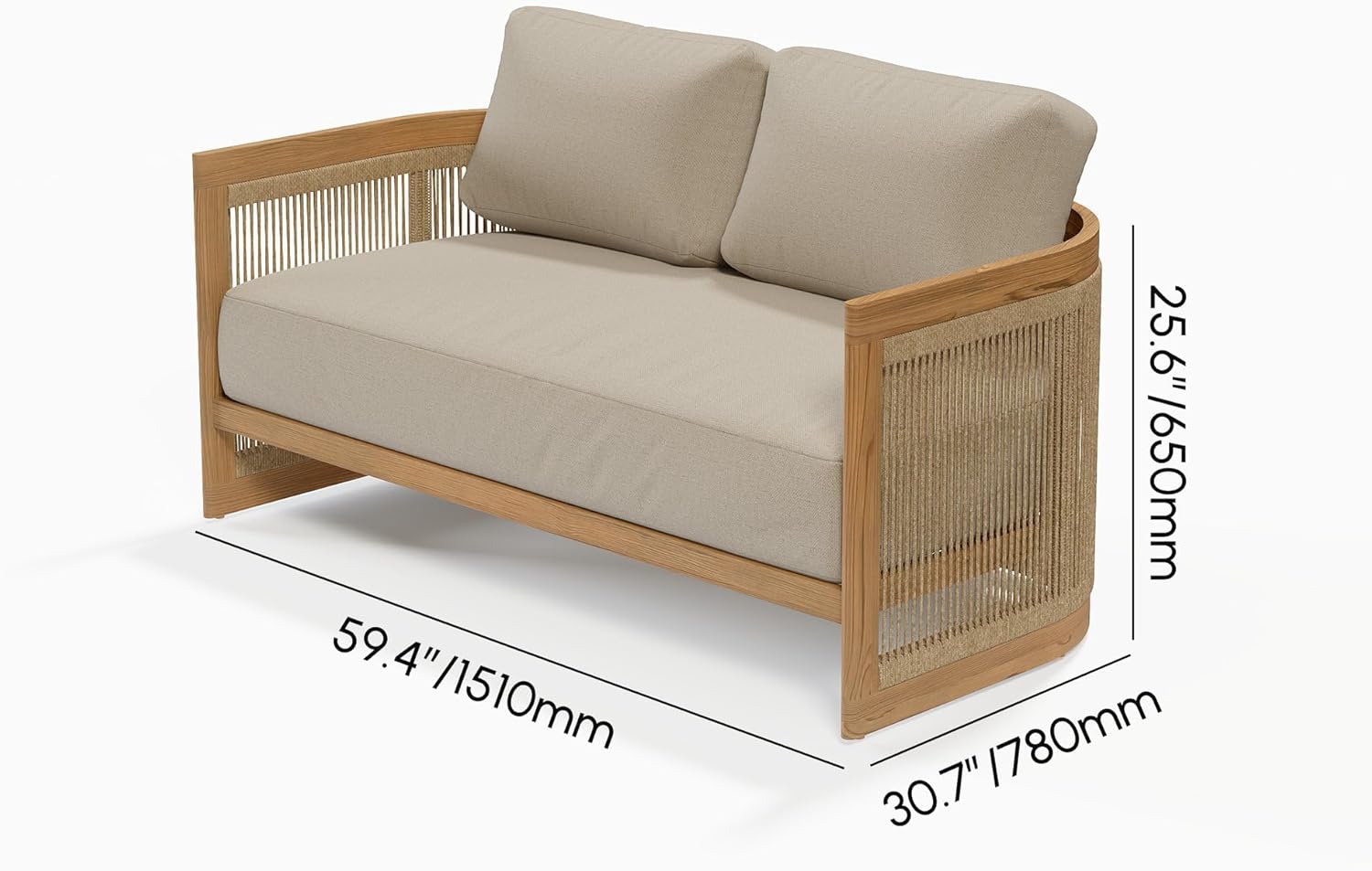 homary 4 Piece Outdoor Combo Sofa Set, All Weather Patio Furniture Set with Cushions and Coffee Table for Garden, Deck and Backyard