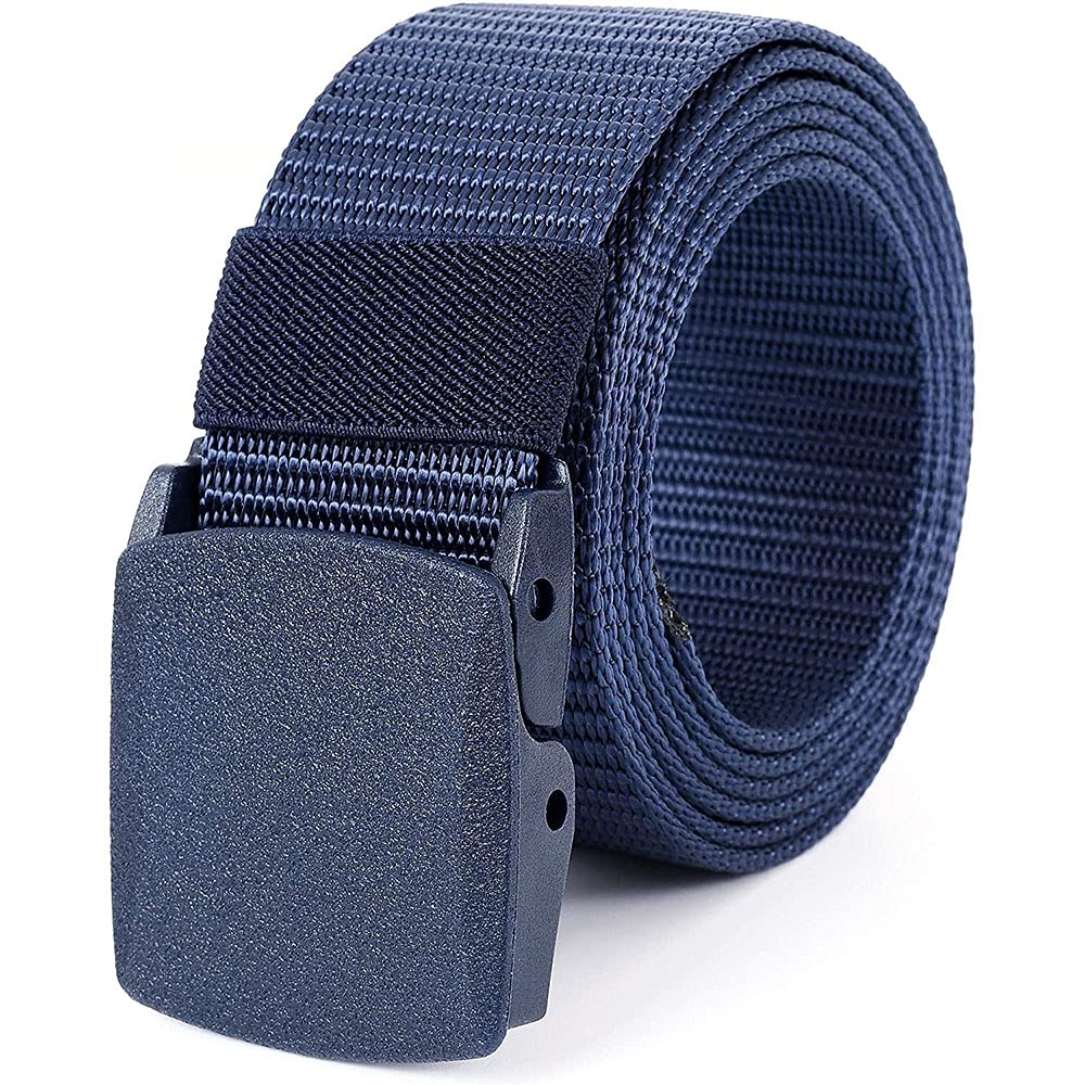 HALAMODOMen's Belt，Nylon Belts for Men with Automatic Click Buckle Can Pruning Enclosed （120cm）, Blue, 120cm