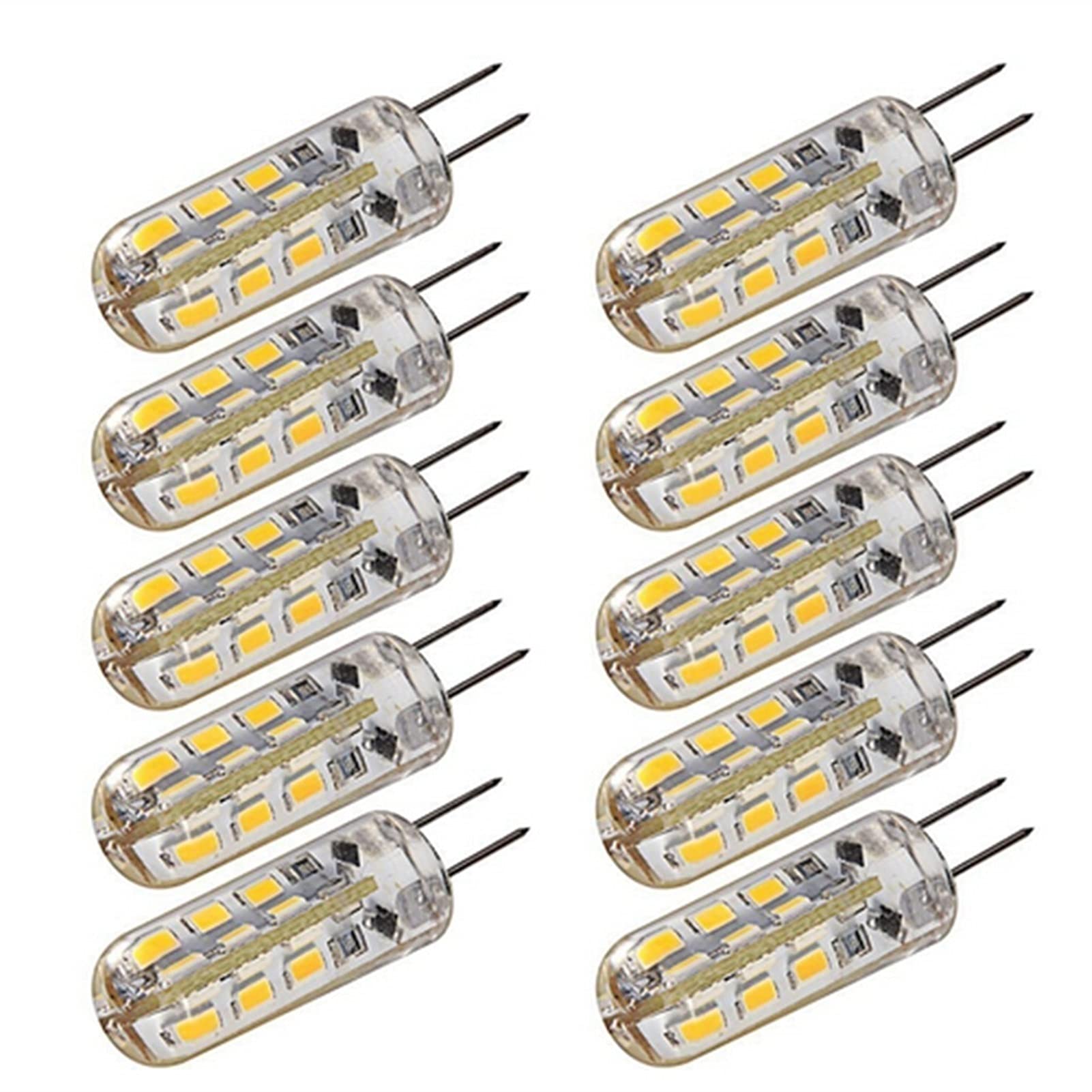 Antyx Warm White 10 X G4 Led Light Bulb, 1.5W (10W Equivalent), Non-Dimmable, 3000K/6000K, 150 Lumen, Dc 12V, 360 Degree (Color : )