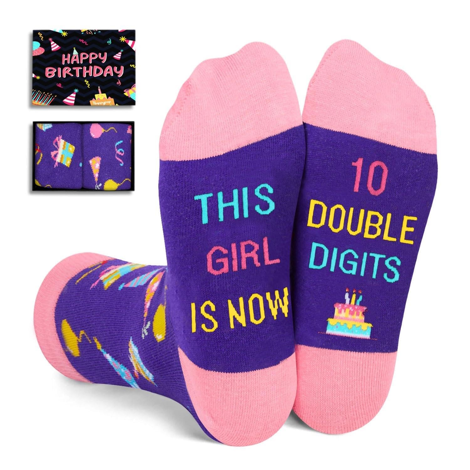 10th 11th Birthday Gifts - Socks for Tween Girls Boys, Present for 10 11 Year Olds