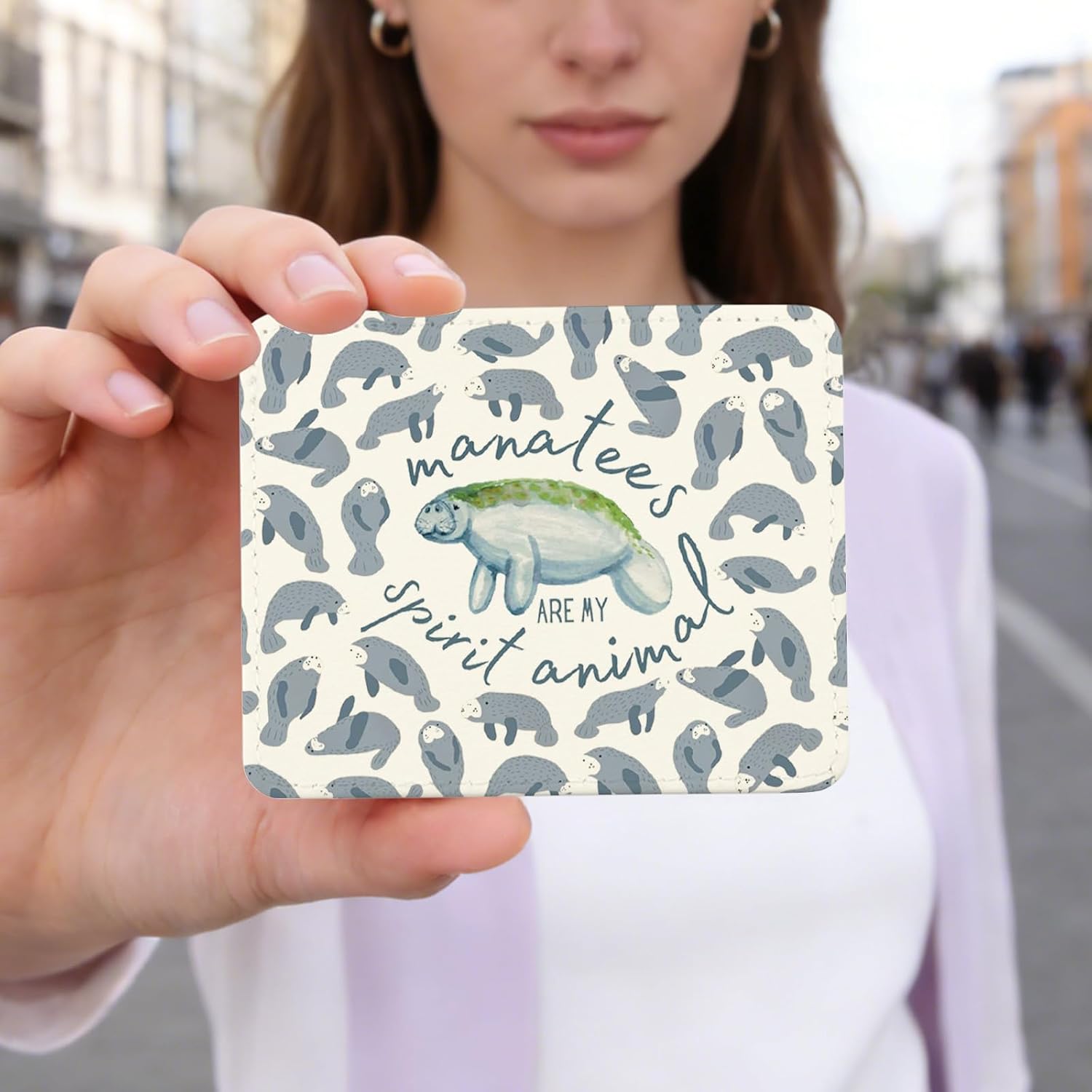 Lywjyb Birdgot Manatee Card Holder Marine Biology Gift Manatees Are My Spirit Animal Card Wallet for Woman (Manatee Holder)