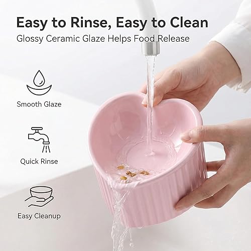 Miniatura 4 de Cuencos elevados de cerámica verde oscuro para gatos, cuencos elevados inclinados para alimentos o agua, sin estrés, prevención de reflujo, aptos