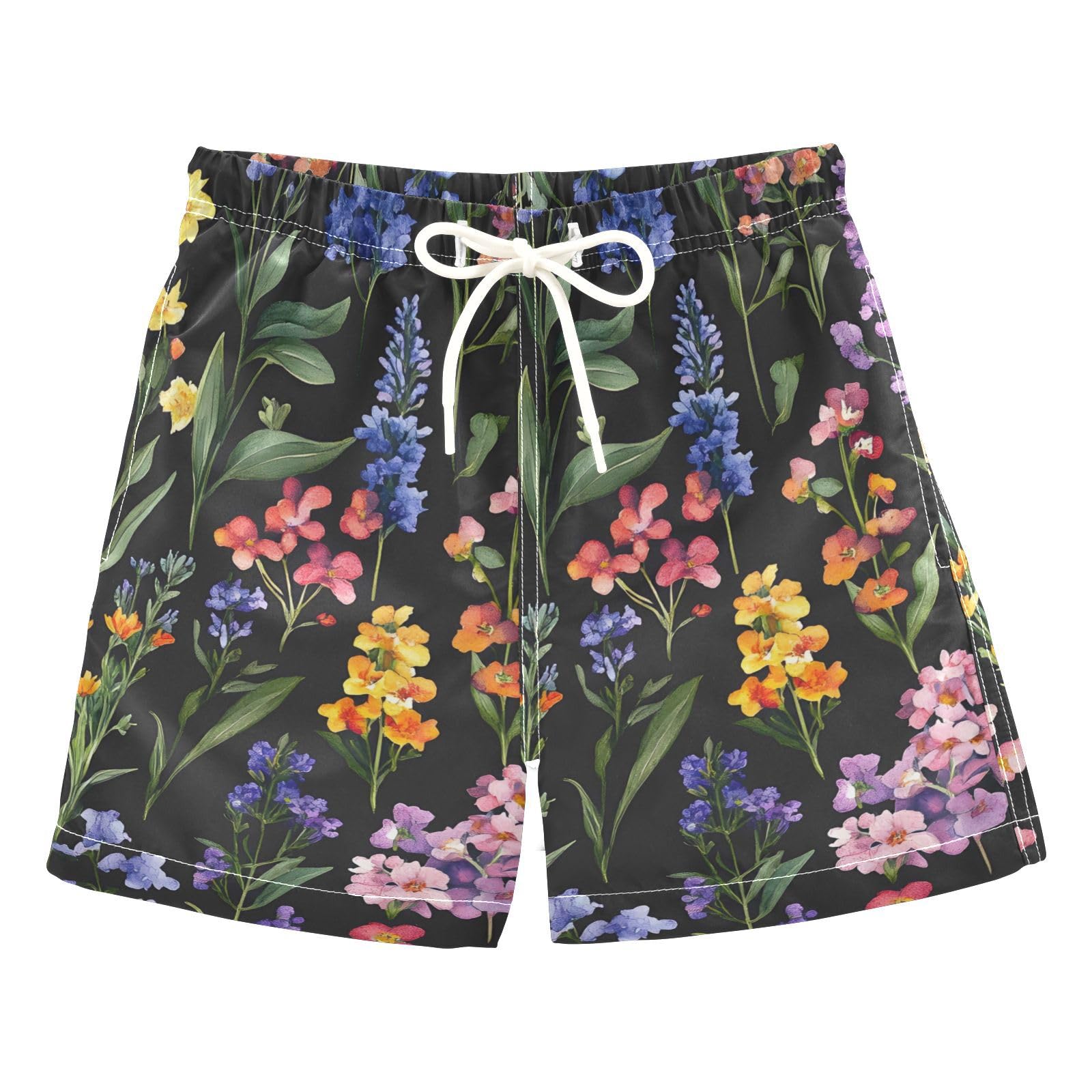 Retro Flowers Boys Swimsuit Youth' Presents Baby Boy Bathing Trunks Kids Swimwears Son's Presents XS 6Y