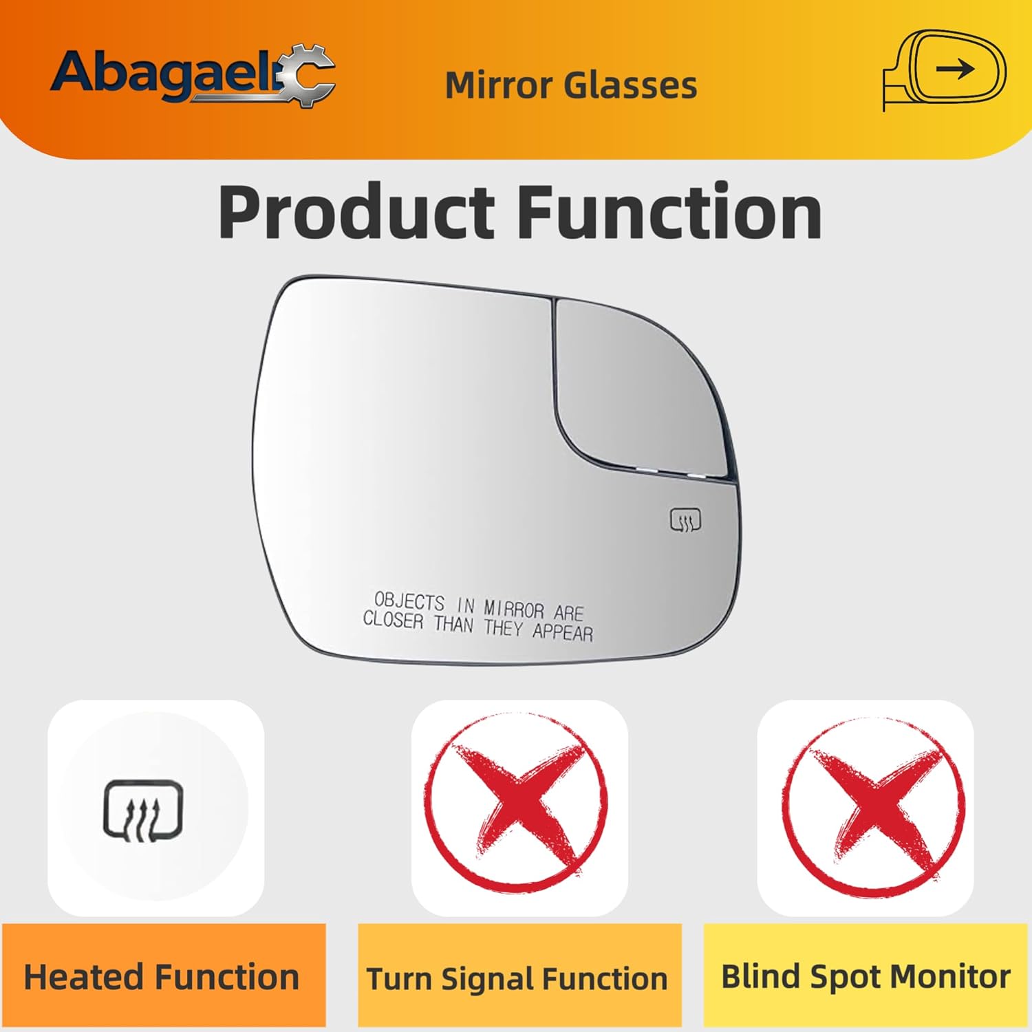 Heated Mirror Glass Passenger Side for 2014-2020 Toyota Sienna, Chrome Plated OEM Flat Mirror Glass, Plug and Play Anti-Scratch Wear Resistant, Direct Original Replacement