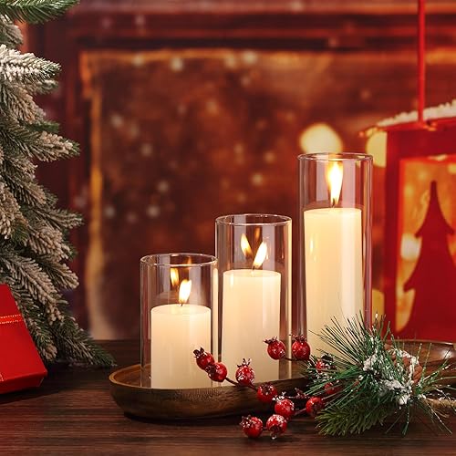 Miniatura 4 de Shihanee Juego de 12 velas de pilar y jarrones cilíndricos de vidrio transparentes para velas de pilar delgadas, centros de mesa de boda (2.6 x 4.7