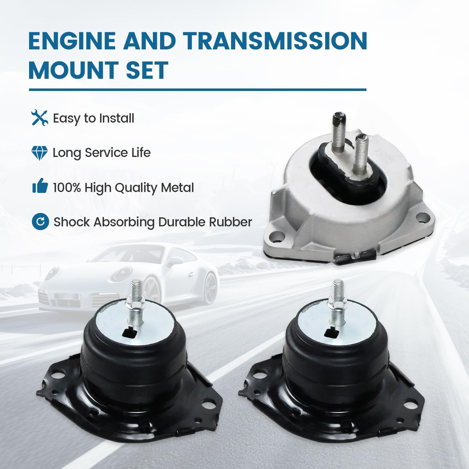 3PCS Engine Motor & Transmission Mount Set Compatible with 2011-2019 Dodge Durango 3.6L 5.7L 2011-2019 Jeep Grand Cherokee 3.6L 5.7L 6.4L RWD, Engine Mount Kit Replacement A5611 A5611 A5488 3280 3297