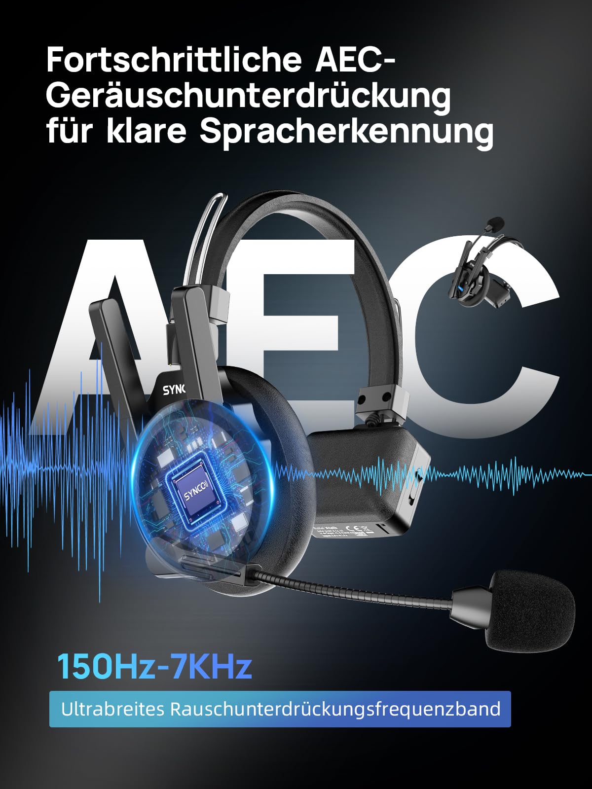 SYNCO XTALK XPRO5 Wireless Intercom Headset, 2,4GHz Vollduplex 24H Akkulaufzeit 500M Reichweite Echtzeit-Teamkommunikation, Funk Gegensprechanlage Kopfhörer