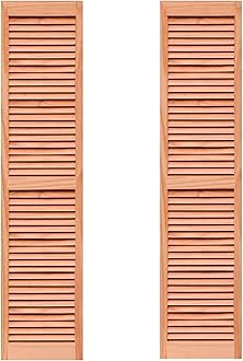 LTL Home Products SHL59 Exterior Solid Wood Louvered Window Shutters, 15" x 59", Unfinished Pine