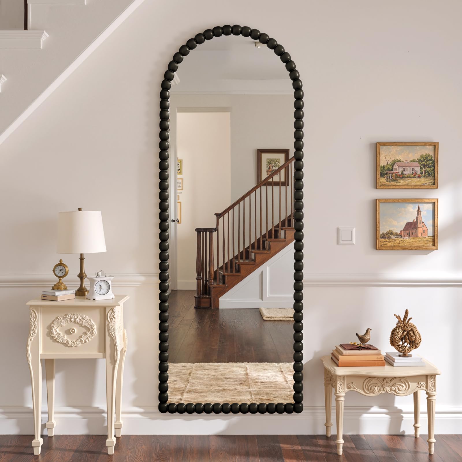 Antyczne lustro stojące, 145 x 53 cm, w stylu vintage, czarne, dekoracyjne, do domu, do domu, do domu