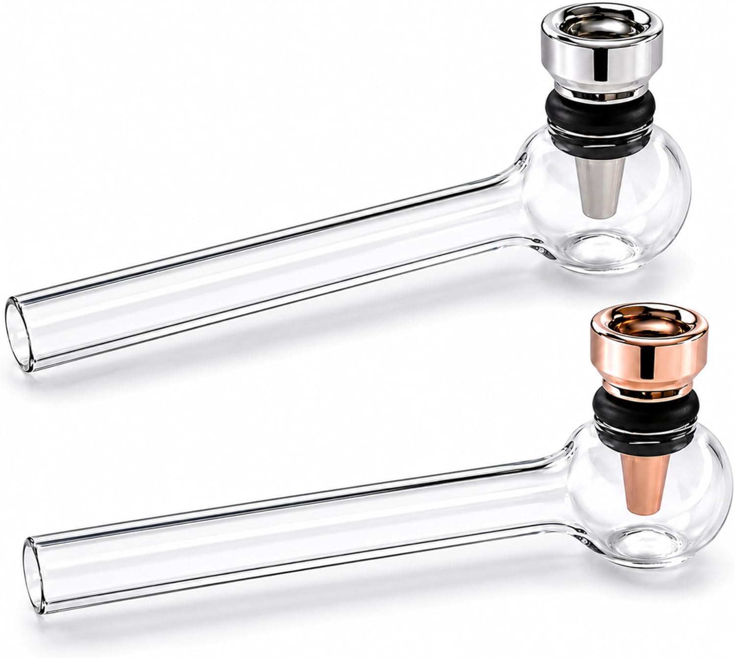 BIGH - Transparent Glass Pipe for Herbs - Elegant and Aesthetic Pipes Pack of
