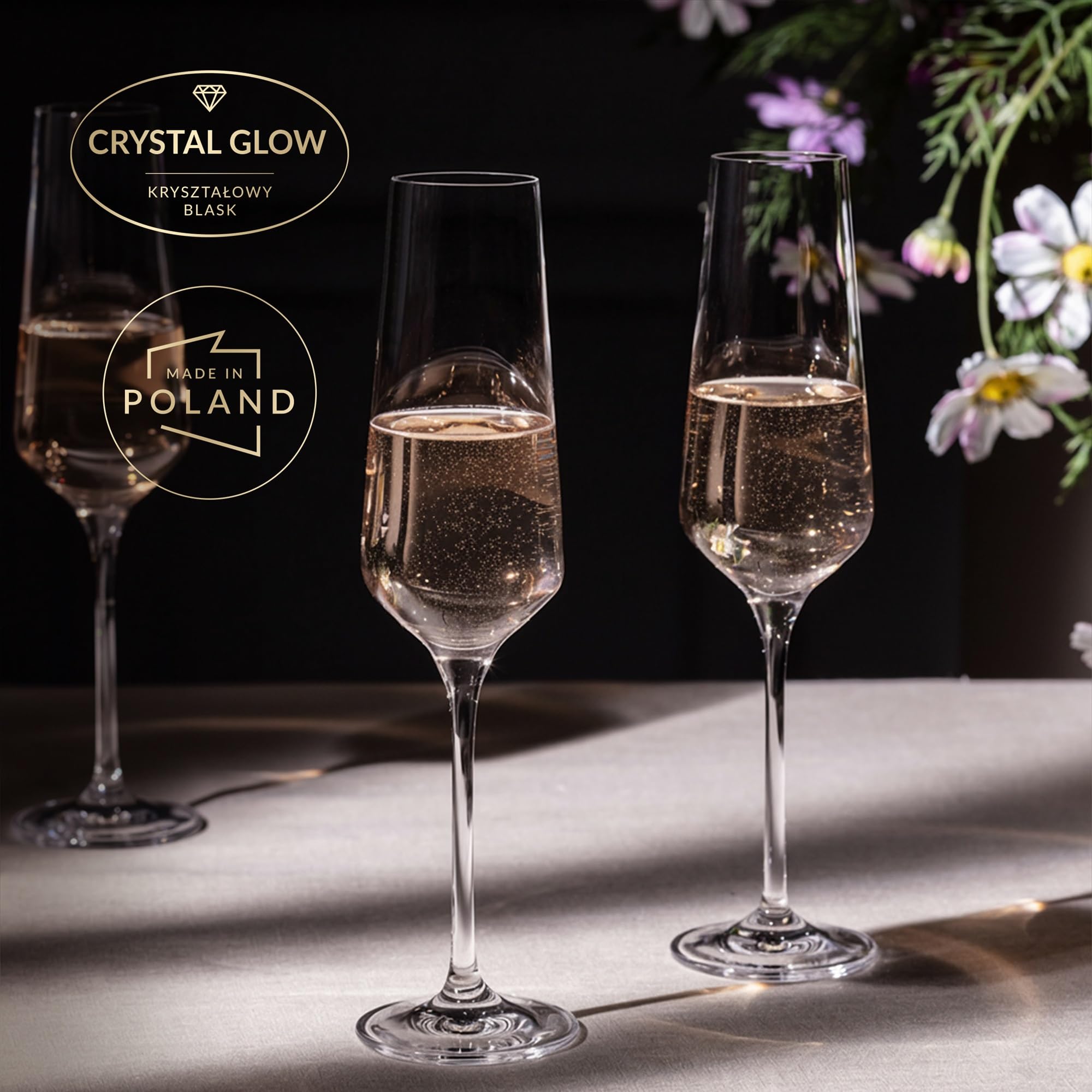 KROSNO Champagnerflöte aus Kristall, 6 Stück, 173 ml, Avantgarde-Kollektion, perfekt für Zuhause, Restaurants und Partys, spülmaschinenfest