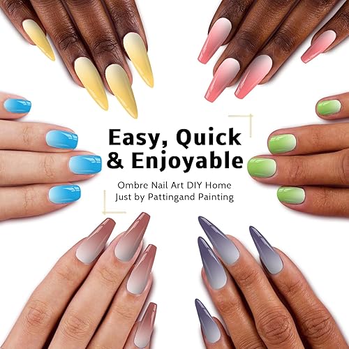 Miniatura 2 de Sponge Pat - Paleta de esmaltes de uñas en gel, 12 colores mezclados degradados, pintura degradada, arte de uñas, no se limpia, curado UVLED (12
