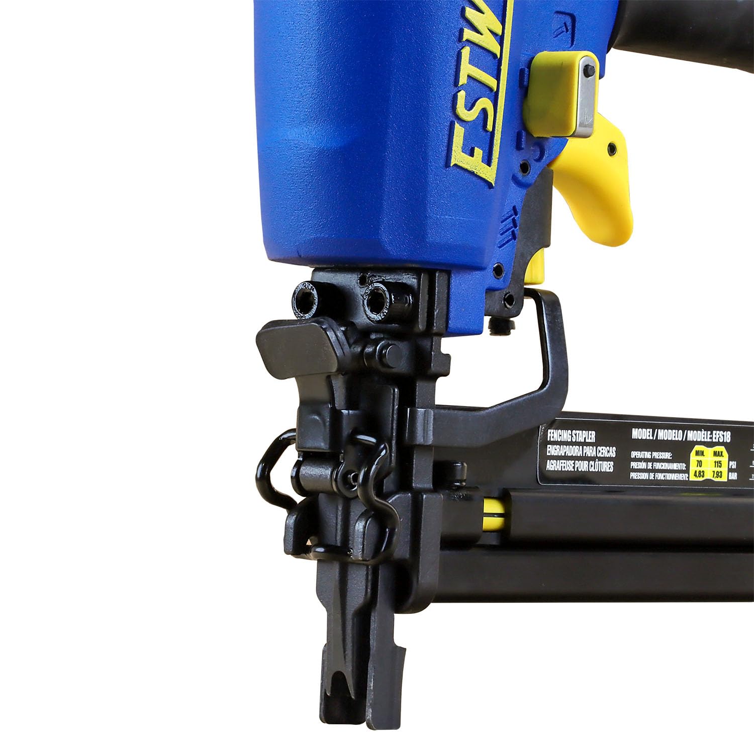 Estwing EFS18 Pneumatic 18-Gauge 7/8" Fencing Stapler with Adjustable Metal Belt Hook, 1/4" NPT Industrial Swivel Fitting, and Bag
