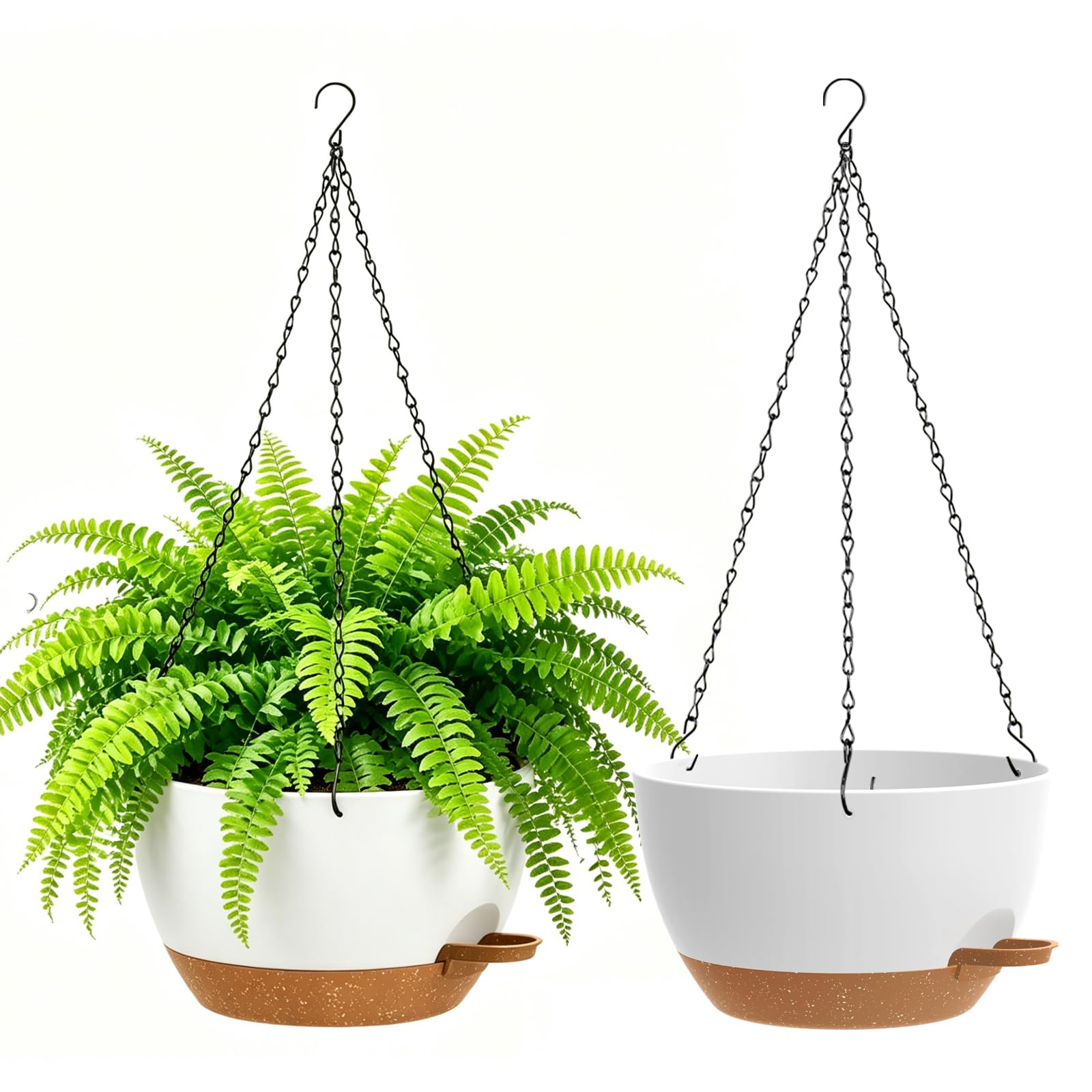 WSMKSZ 20cm/25cm Selbstbewässernde Hängende Blumenampel 2er-Set – Blumentopf Hängend Innen & Außen, Hängeblumentöpfe mit Drainage für Balkon, Wohnzimmer, Küche