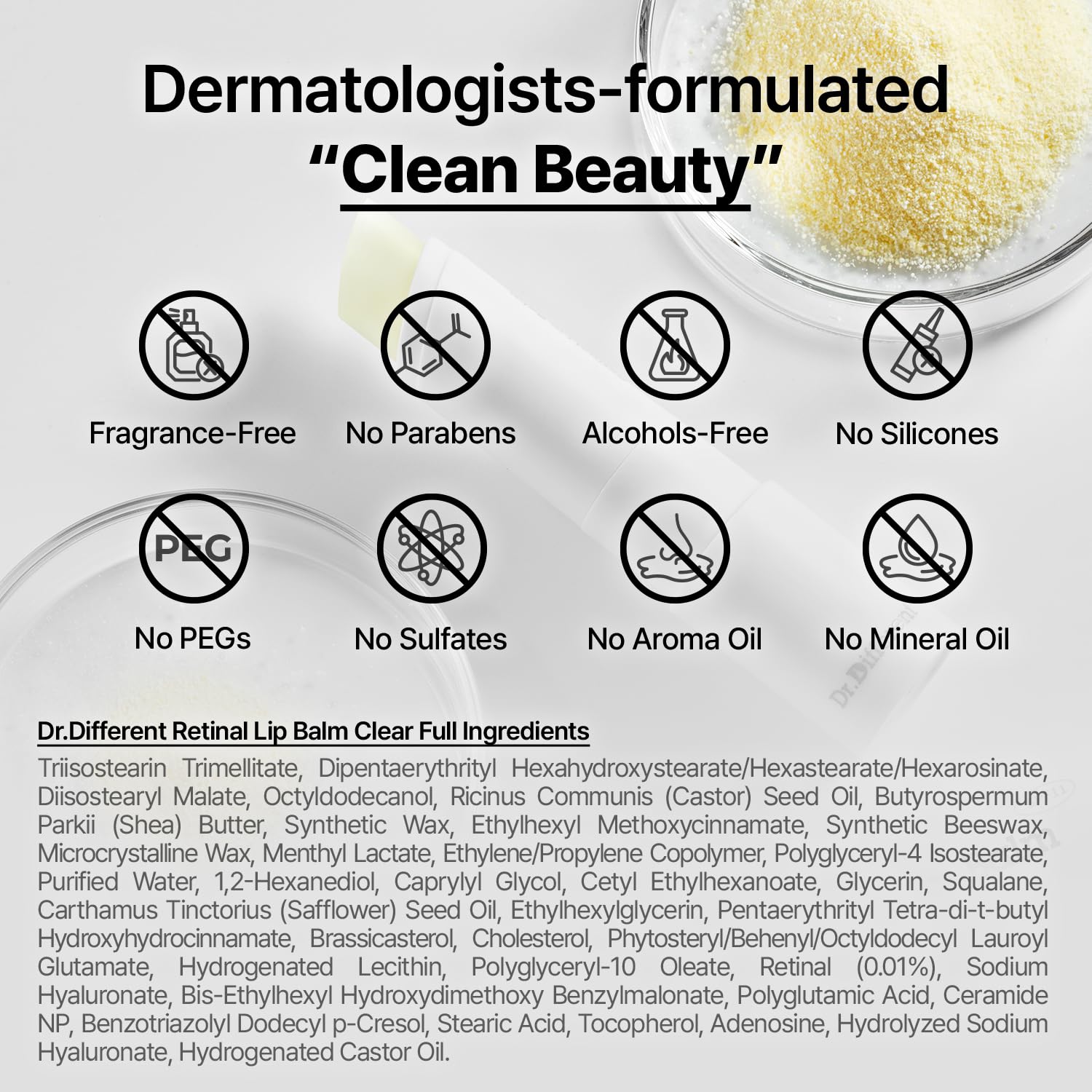 Dr.Different Retinal Lip Balm Clear, Anti-Wrinkle Lip Treatment with Deep Hydration & Long-Lasting Moisture, K-Skincare made by Korean Dermatologist, 0.14oz - Image 6