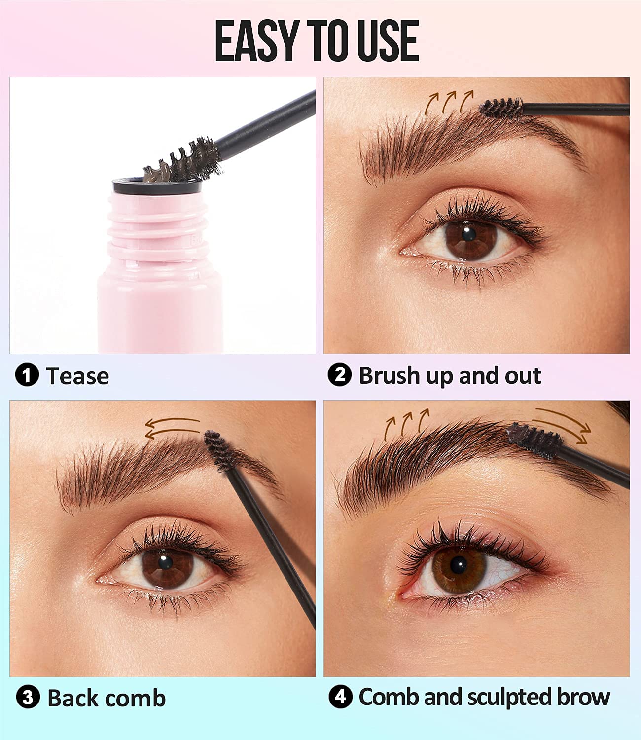 iMethod Eyebrow Gel - Brow Gel for Full & Natural Eyebrows, Eyebrow Mascara, Eye Brow Gel, Waterproof Eyebrow Makeup, Long-lasting, Black Color 03 Grey Black