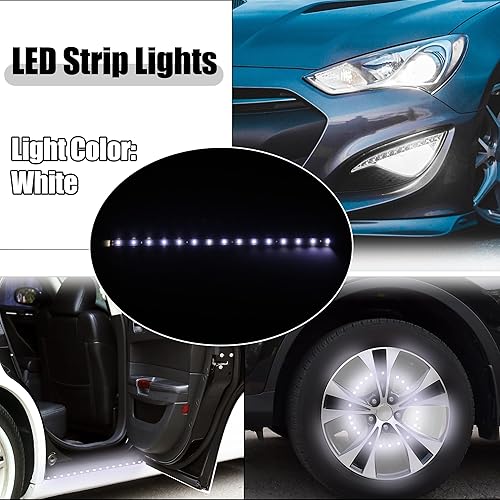 Miniatura 2 de X AUTOHAUX Tira de luces LED universales de 12 V, flexible, impermeable, para coches, motocicletas, luz blanca