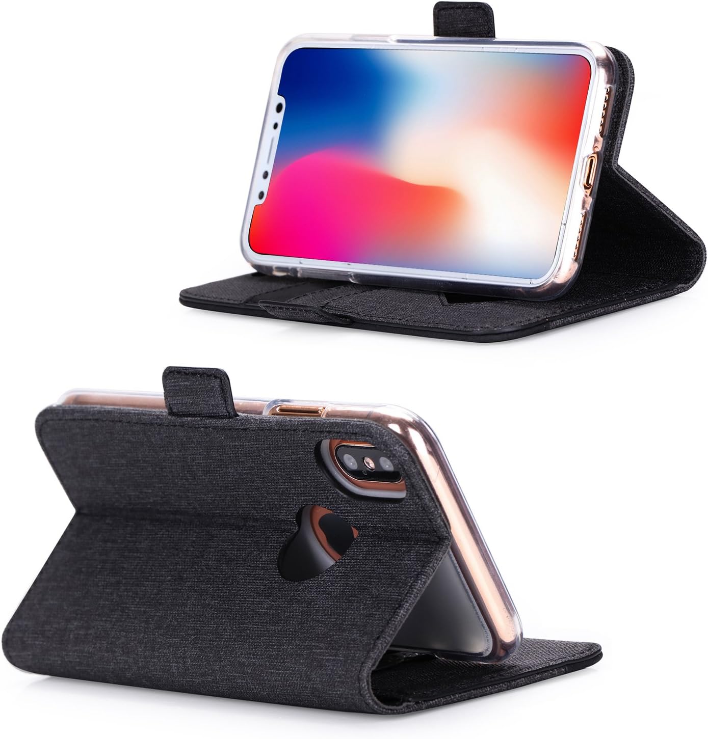 ProCase iPhone Xs Case iPhone X Case, Folio Folding Wallet Case with Card Holder, Flip Cover Protective Case for 5.8 inch Apple iPhone Xs (2018) / iPhone X (2017) -Black