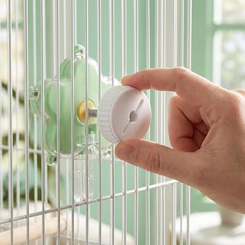 360-Degree Rotating Bird Feeder Toy, Clear Acrylic, Interactive Parrot Cage Accessory with Multiple Compartments, Indoor Pet Entertainment, 8 x 8 x 6 Inches (Green)