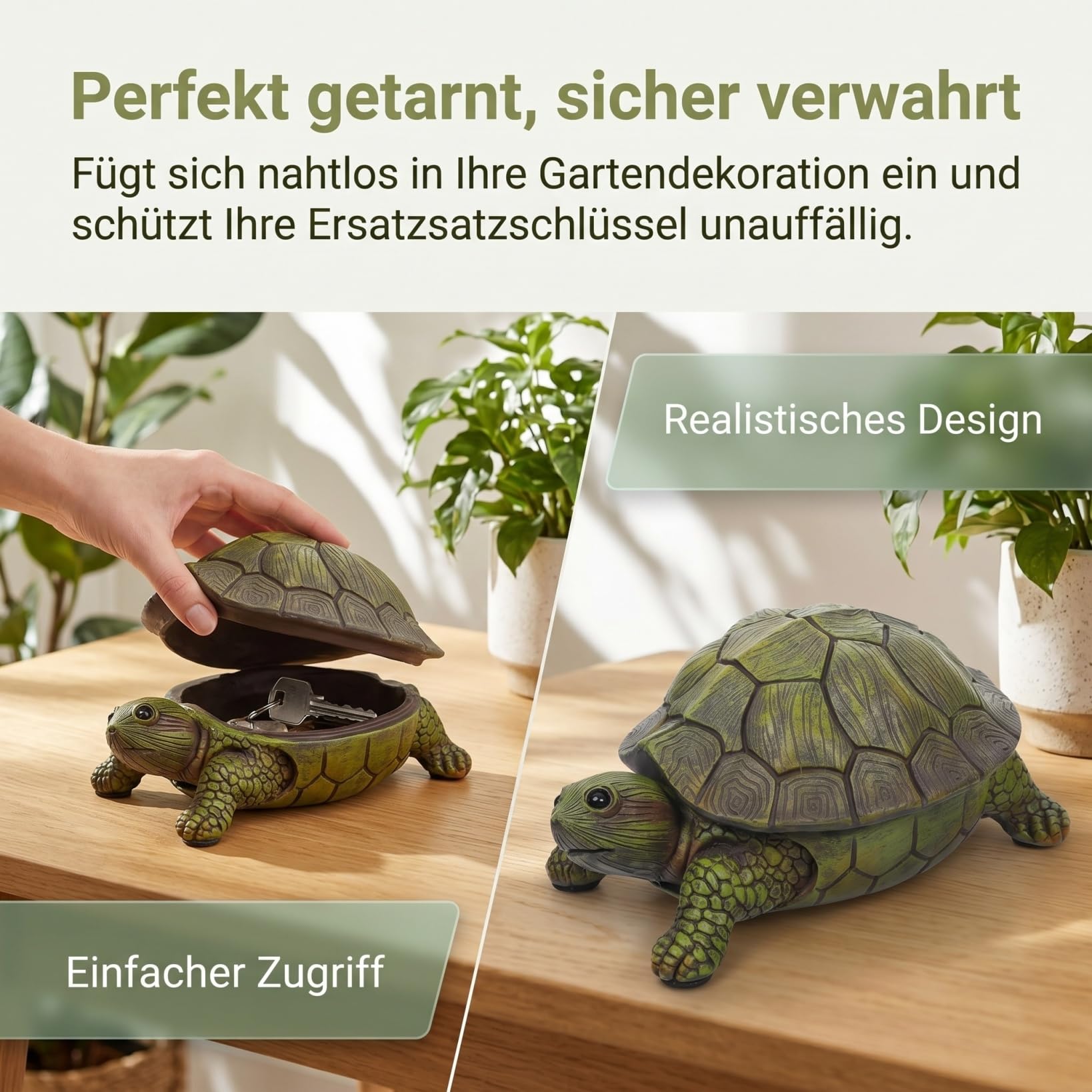 HOMSFOU Schlüsselversteck in Schildkrötenform 7.28X4.72X2.56In Wetterfeste Gartendeko Aus Kunststein Versteckter Schlüsselhalter Für Ersatzschlüssel Schmuck Und Kleine Wertgegenstände