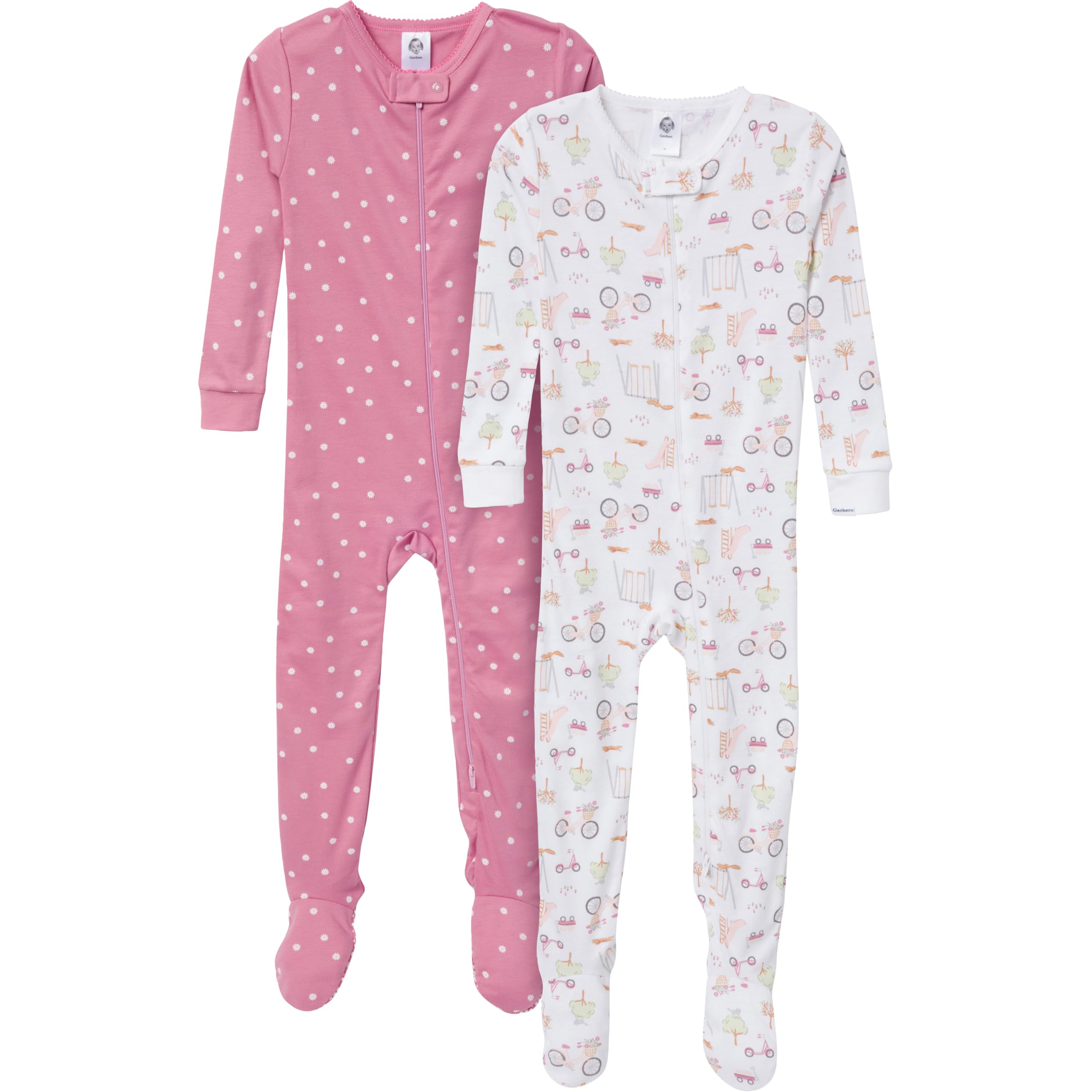 Gerber Baby Girls 2-Pack Footed Pajamas