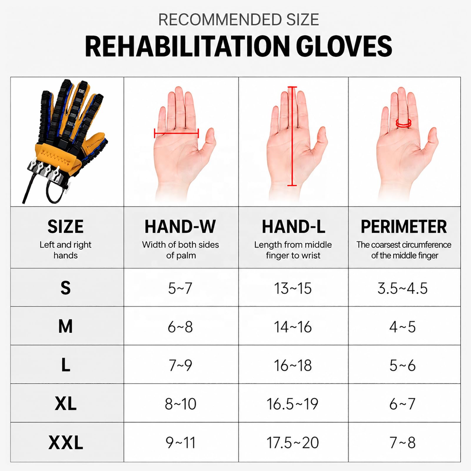 Guantes robóticos de rehabilitación de Manos, Guantes para Artritis, de un Solo Dedo/Dedos Separados/Niveles de Intensidad Ajustables, para Mejorar la flexibilidad Left L